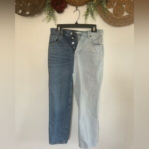 PacSun Contrast Denim Jeans - Dark and Light Blue. Size 27. 100% cotton